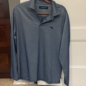 Tommy Bahama Men's navy with a sheen long sleeve Polo Shirt
